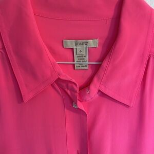 J Crew Hot Pink Silk Blouse Size 6
